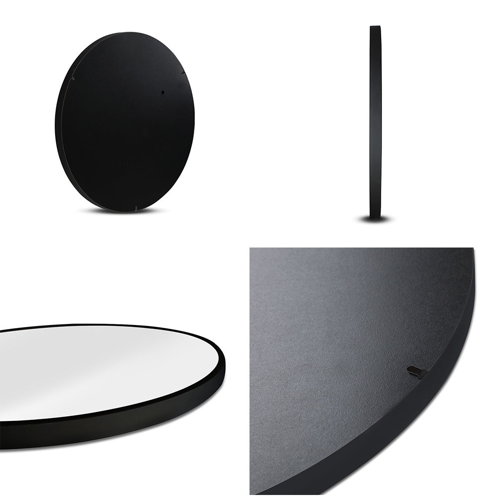 Embellir 2 Wall Mirror Makeup 70cm Home Decor Framed Mirrors Bathroom Round Black MM-E-WALL-ROU-BK-70-X2