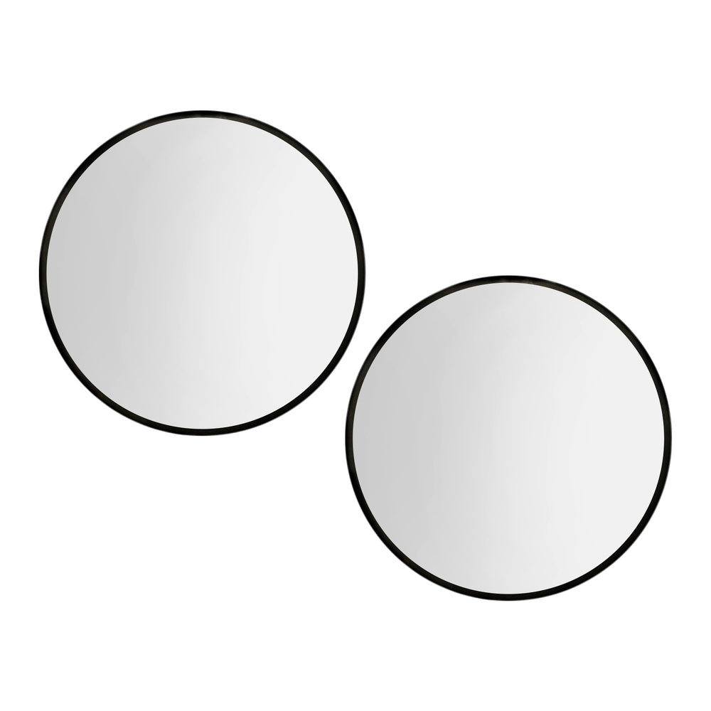 Embellir 2 Wall Mirror Makeup 80cm Home Decor Framed Mirrors Bathroom Round Black MM-E-WALL-ROU-BK-80-X2