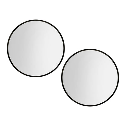 Embellir 2 Wall Mirror Makeup 80cm Home Decor Framed Mirrors Bathroom Round Black MM-E-WALL-ROU-BK-80-X2