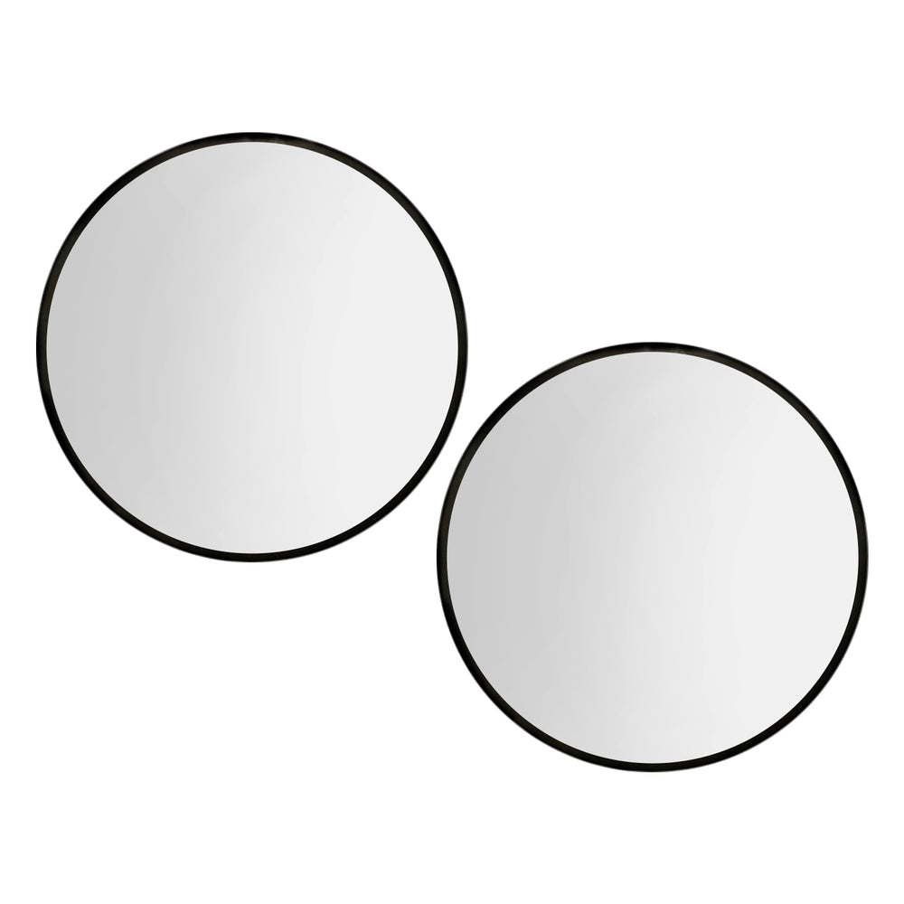 Embellir 2 Wall Mirror Makeup 90cm Home Decor Framed Mirrors Bathroom Round Black MM-E-WALL-ROU-BK-90-X2