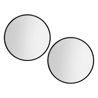 Embellir 2 Wall Mirror Makeup 90cm Home Decor Framed Mirrors Bathroom Round Black MM-E-WALL-ROU-BK-90-X2