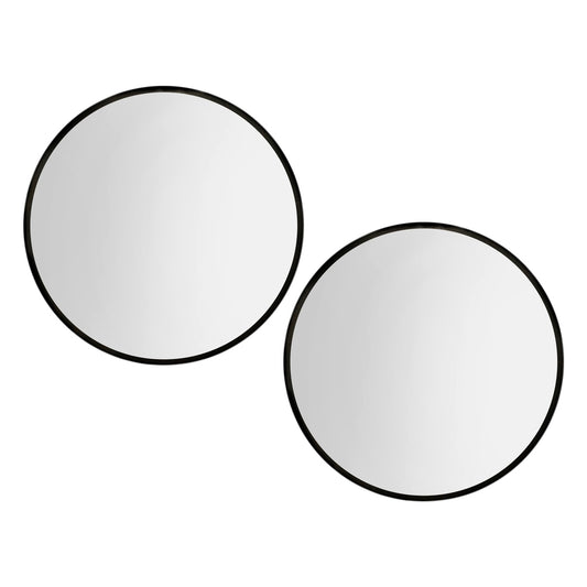 Embellir 2 Wall Mirror Makeup 90cm Home Decor Framed Mirrors Bathroom Round Black MM-E-WALL-ROU-BK-90-X2