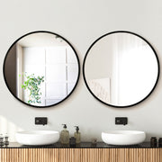 Embellir 2 Wall Mirror Makeup 90cm Home Decor Framed Mirrors Bathroom Round Black MM-E-WALL-ROU-BK-90-X2