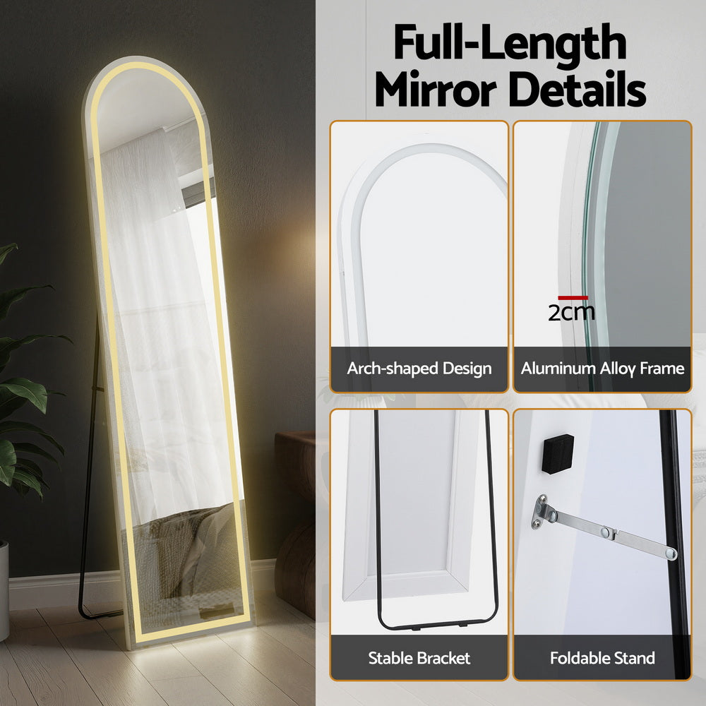 Embellir LED Full Length Mirror Floor Dressing Mirror 160cm MM-E-WALL-ROU-LED-160