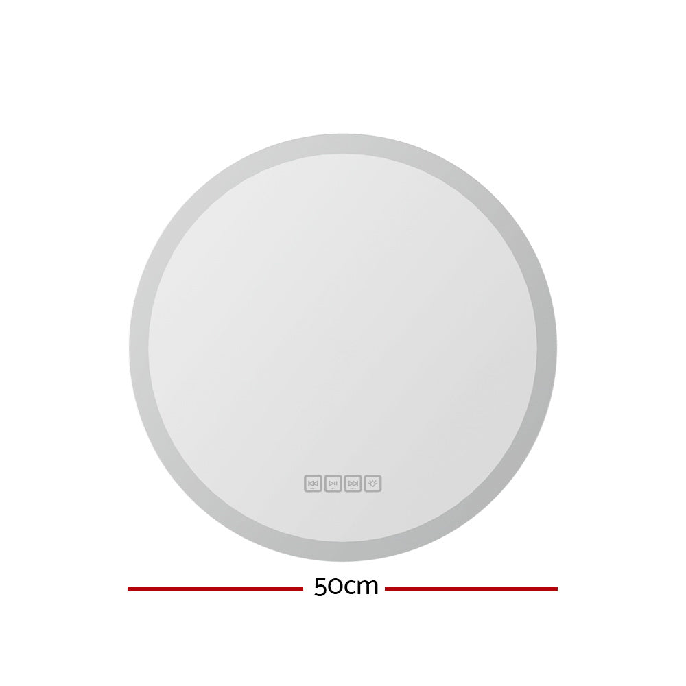 Embellir Bluetooth LED Wall Mirror With Light 50CM Bathroom Decor Round Mirrors MM-E-WALL-ROU-LED-50-BT