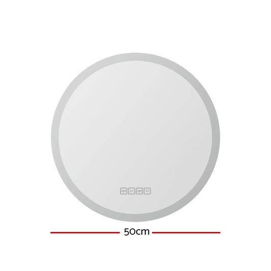 Embellir Bluetooth LED Wall Mirror With Light 50CM Bathroom Decor Round Mirrors MM-E-WALL-ROU-LED-50-BT