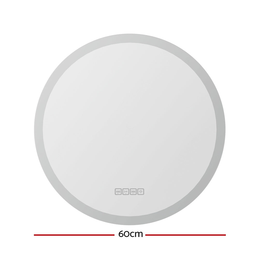 Embellir Bluetooth LED Wall Mirror With Light 60CM Bathroom Decor Round Mirrors MM-E-WALL-ROU-LED-60-BT