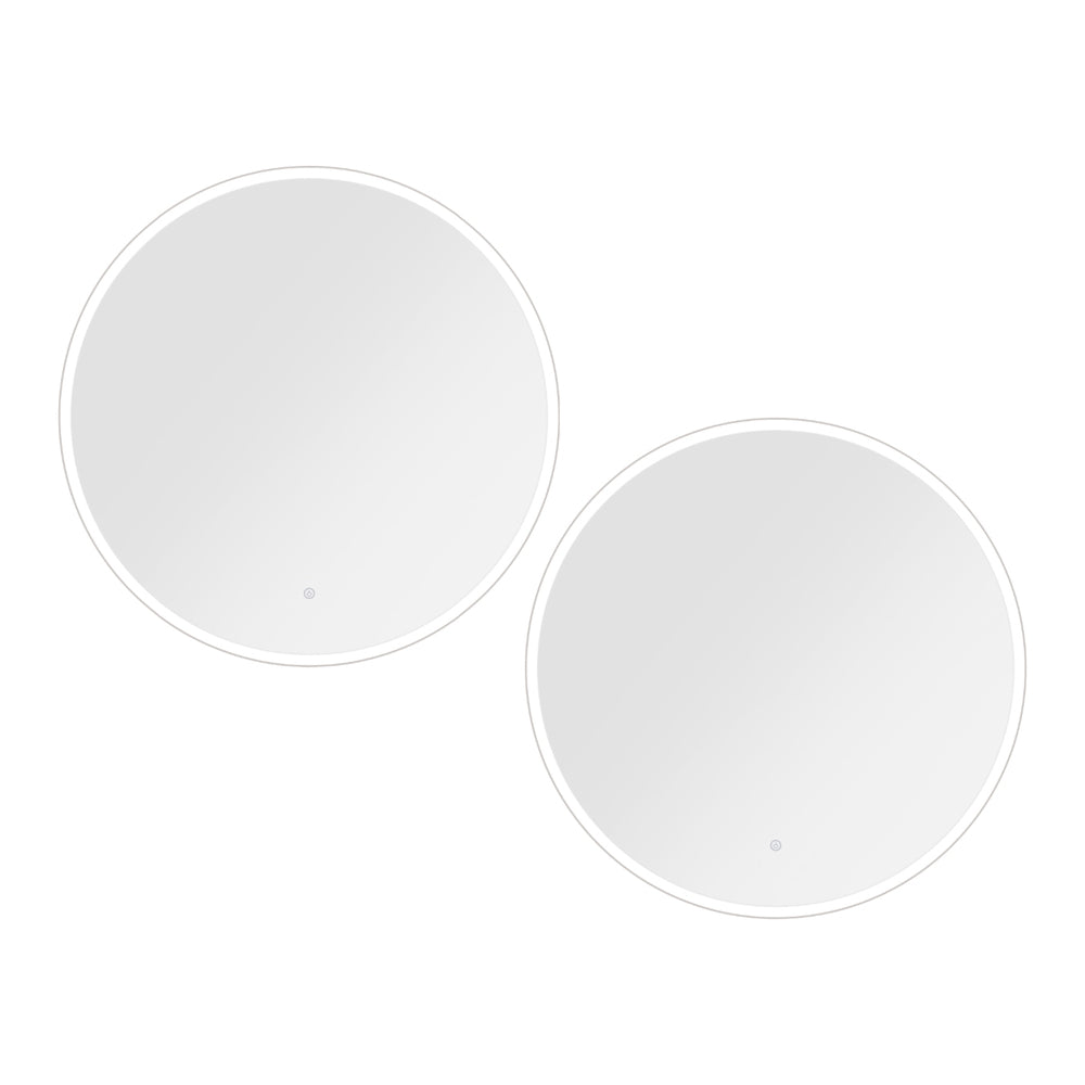 Embellir 2 Wall Mirror 80cm with Led light Makeup Home Decor Bathroom Round Vanity MM-E-WALL-ROU-LED-80-X2