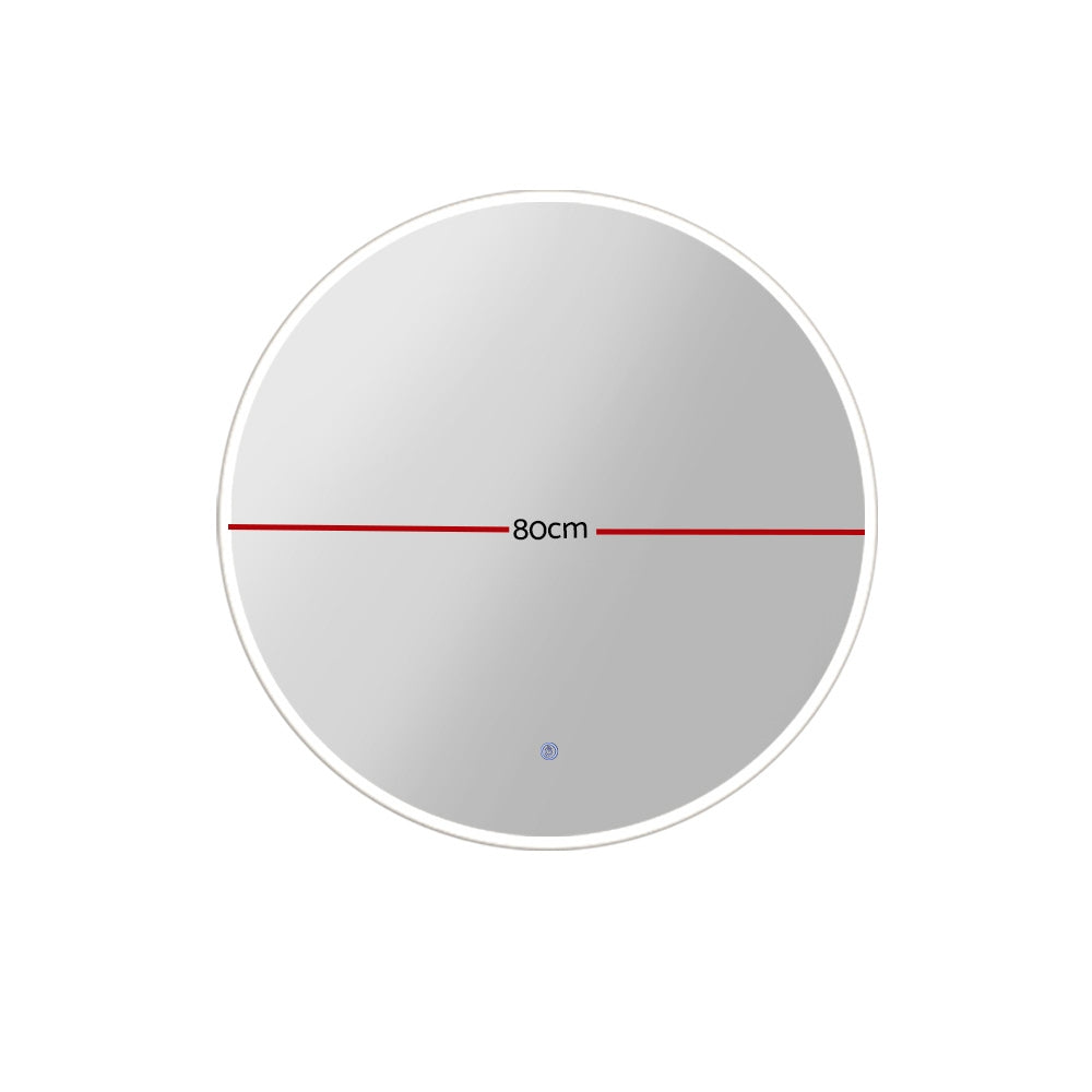 Embellir 2 Wall Mirror 80cm with Led light Makeup Home Decor Bathroom Round Vanity MM-E-WALL-ROU-LED-80-X2