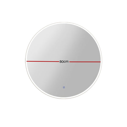 Embellir 2 Wall Mirror 80cm with Led light Makeup Home Decor Bathroom Round Vanity MM-E-WALL-ROU-LED-80-X2