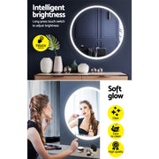 Embellir 2 Wall Mirror 80cm with Led light Makeup Home Decor Bathroom Round Vanity MM-E-WALL-ROU-LED-80-X2