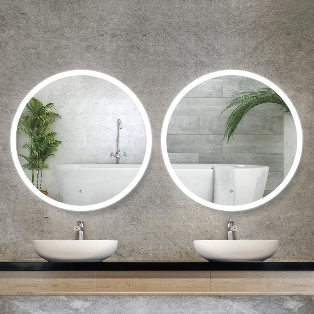 Embellir 2 Wall Mirror 80cm with Led light Makeup Home Decor Bathroom Round Vanity MM-E-WALL-ROU-LED-80-X2