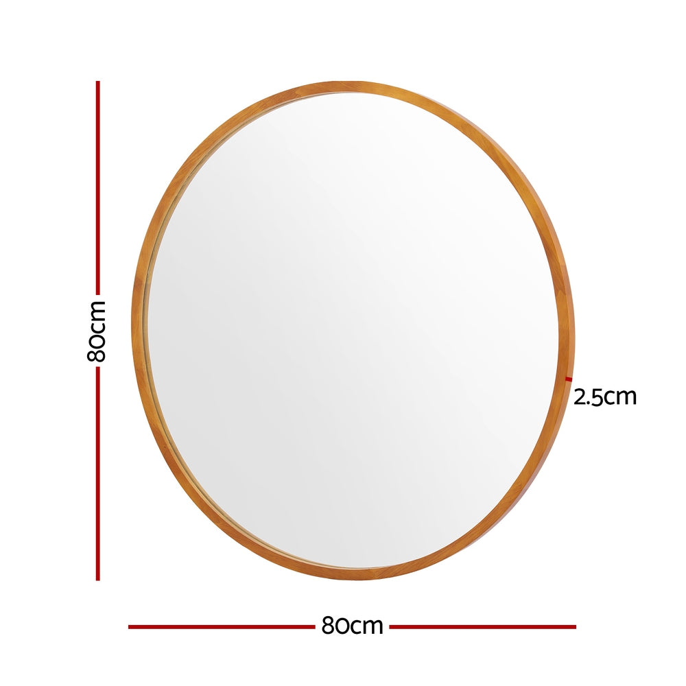 Embellir Wall Mirror Wooden Makeup 80cm MM-E-WALL-ROU-WOOD-80