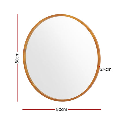 Embellir Wall Mirror Wooden Makeup 80cm MM-E-WALL-ROU-WOOD-80