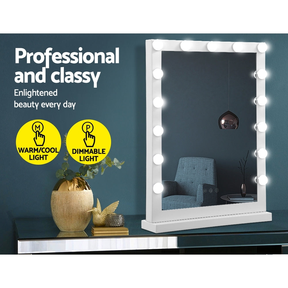 Embellir Makeup Mirror 43x61cm Hollywood Vanity with LED Light Tabletop White MM-FRAME-4361-WH