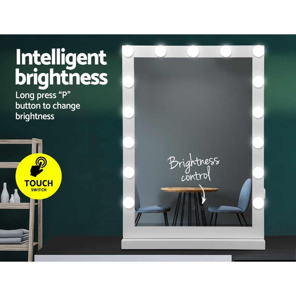 Embellir Makeup Mirror 43x61cm Hollywood Vanity with LED Light Tabletop White MM-FRAME-4361-WH