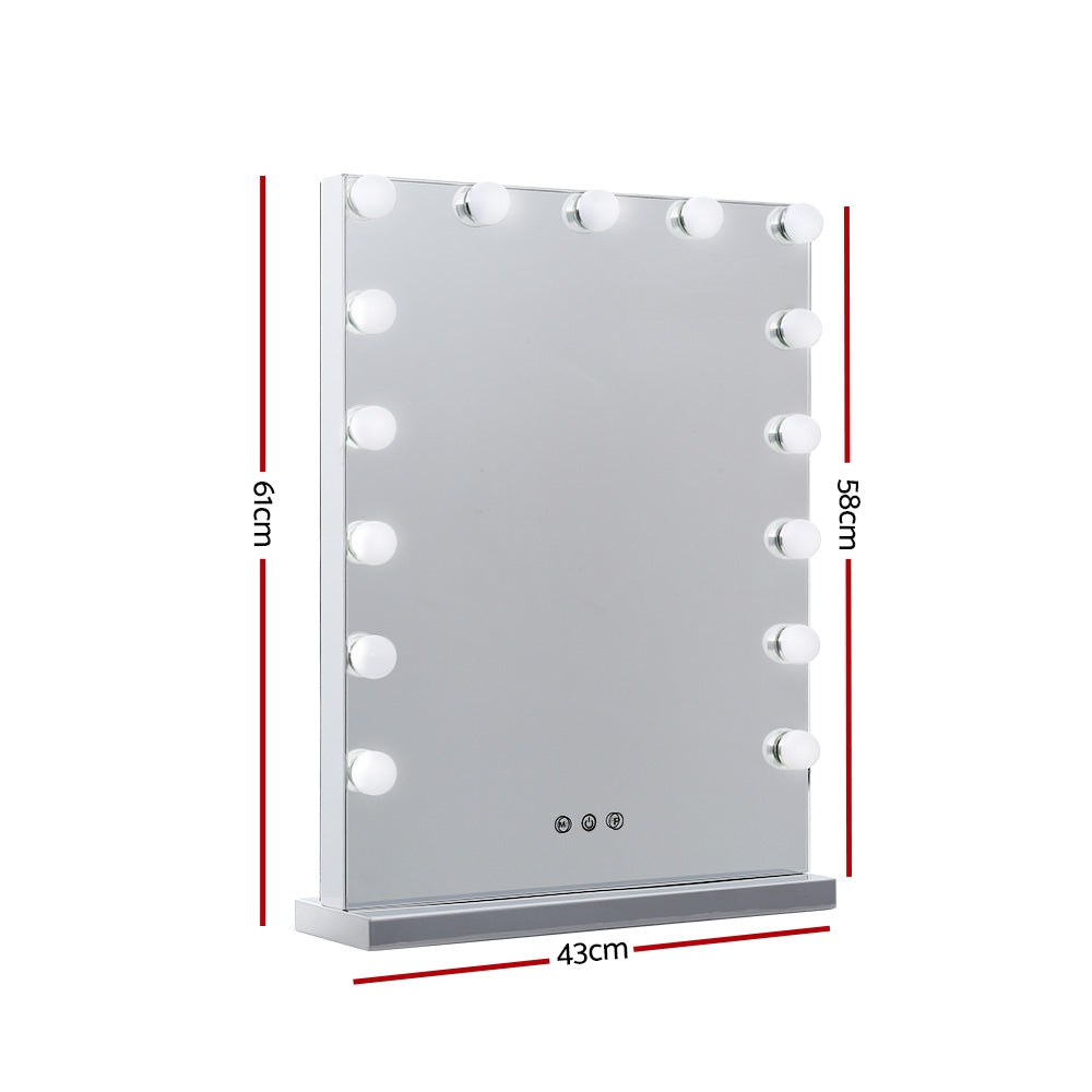 Embellir Makeup Mirror 43x61cm Hollywood Vanity with LED Light Tabletop Wall MM-FRAMELS-4361-GS