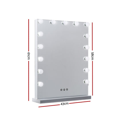 Embellir Makeup Mirror 43x61cm Hollywood Vanity with LED Light Tabletop Wall MM-FRAMELS-4361-GS