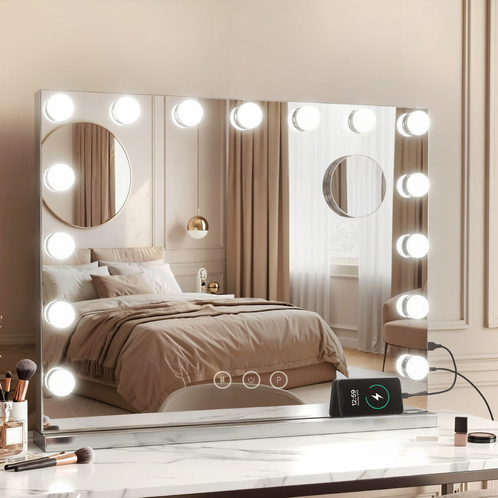 Embellir Makeup Mirror 58x46cm Hollywood Vanity with LED Light Tabletop Wall MM-FRAMELS-5846-GS
