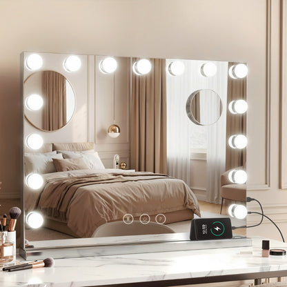 Embellir Makeup Mirror 58x46cm Hollywood Vanity with LED Light Tabletop Wall MM-FRAMELS-5846-GS