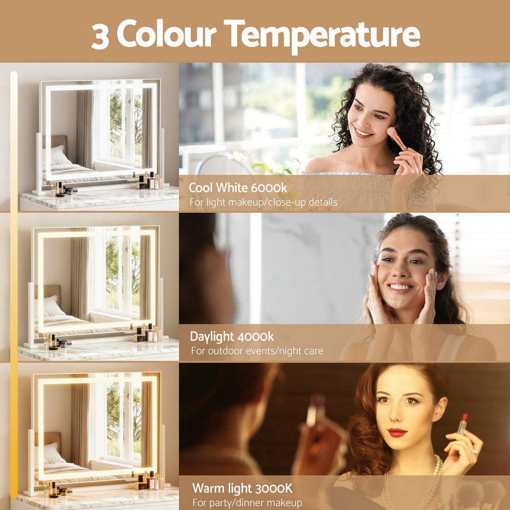 Embellir Makeup Mirror 58x46cm 360~ Rotatable Vanity Mirror with Lights Bright Light Strip Adjustable MM-FRAMELS-5846LED-GS-ZJ