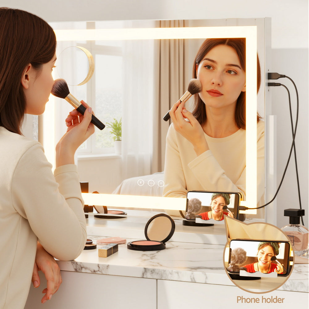 Embellir Makeup Mirror 58x46cm 360~ Rotatable Vanity Mirror with Lights Bright Light Strip Adjustable MM-FRAMELS-5846LED-GS-ZJ