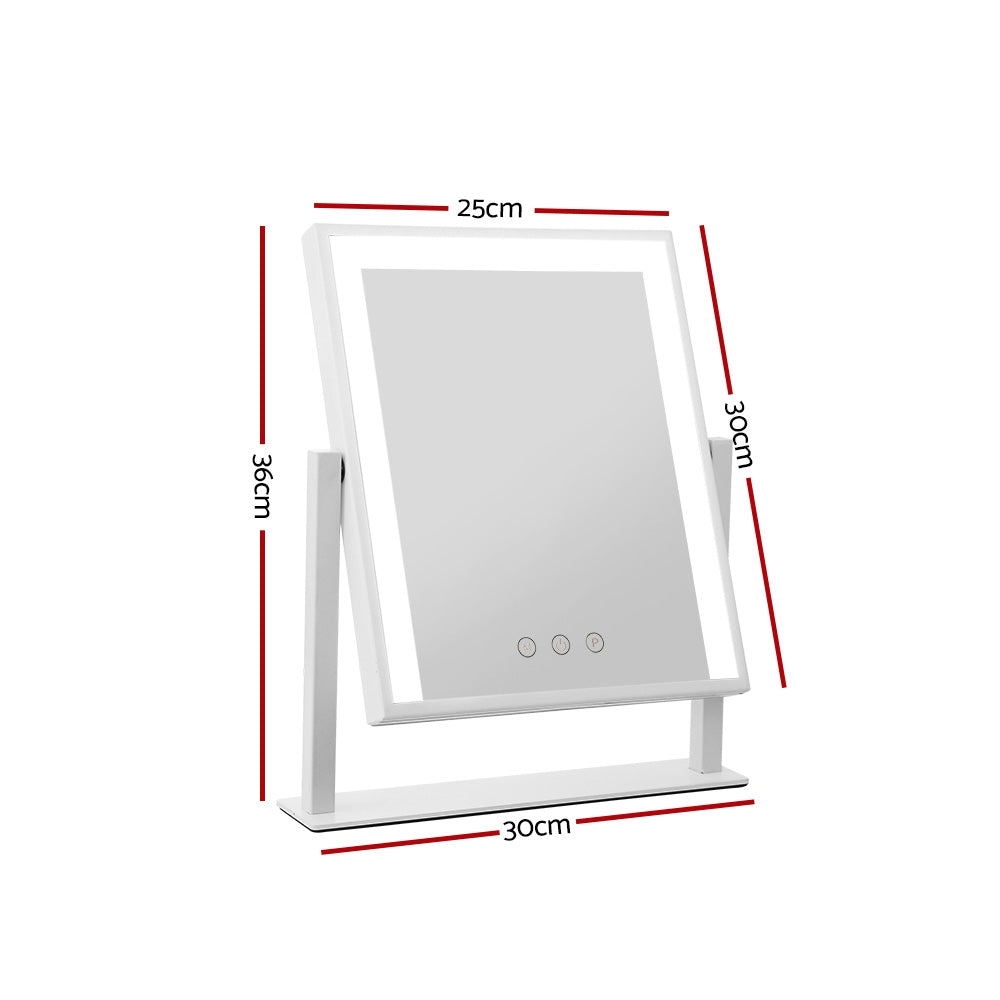Embellir Makeup Mirror 25x30cm Hollywood Vanity with LED Light Rotation White MM-STAND-2530LED-WH