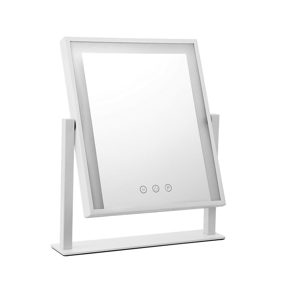 Embellir Makeup Mirror 30x40cm Hollywood Vanity with LED Light Rotation White MM-STAND-3040LED-WH