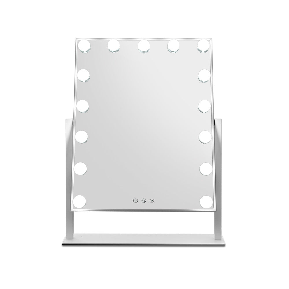 Embellir Makeup Mirror 40x50cm Hollywood Vanity with LED Light Rotation Tabletop MM-STAND-4050-WH