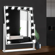 Embellir Makeup Mirror 40x50cm Hollywood Vanity with LED Light Rotation Tabletop MM-STAND-4050-WH