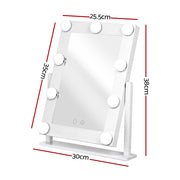 Embellir Makeup Mirror 30x38cm Hollywood Vanity with LED Light Rotation Tabletop MM-STAND-FRAME-WH