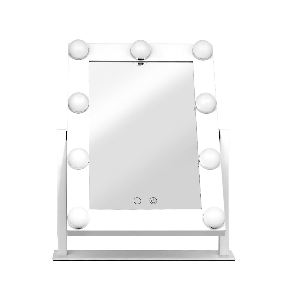 Embellir Makeup Mirror 30x38cm Hollywood Vanity with LED Light Rotation Tabletop MM-STAND-FRAME-WH
