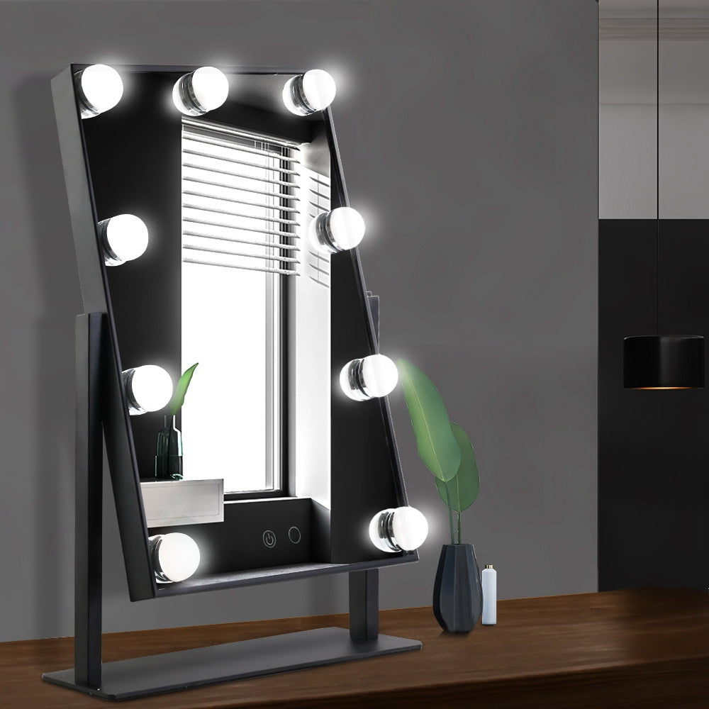 Embellir Makeup Mirror 30x48cm Hollywood Vanity with LED Light Rotation Tabletop MM-STAND-FRAMELS-BK