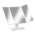 Embellir Makeup Mirror with 24 LED light Tri-fold Dimmable Tabletop Storage MM-TRI-WH-1X