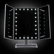 Embellir Makeup Mirror with 24 LED light Tri-fold Dimmable Tabletop Storage MM-TRI-WH-1X