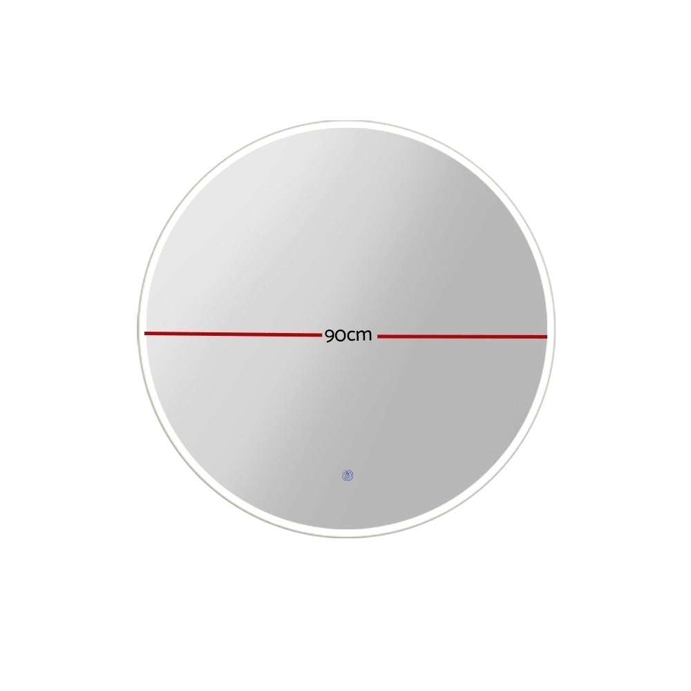 Embellir Wall Mirror 90cm with Led light Makeup Home Decor Bathroom Round Vanity MM-WALL-ROU-LED-90