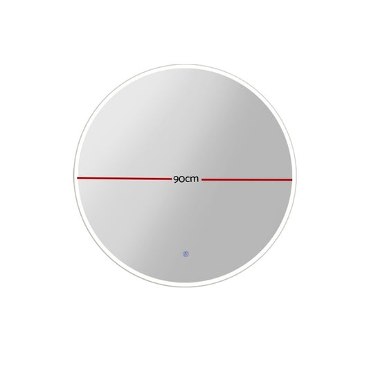 Embellir Wall Mirror 90cm with Led light Makeup Home Decor Bathroom Round Vanity MM-WALL-ROU-LED-90