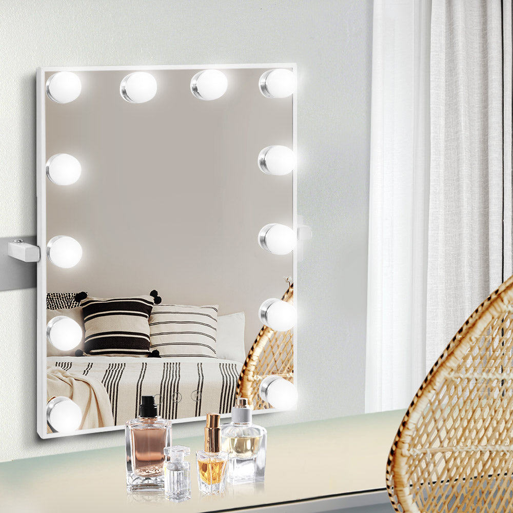 Embellir Hollywood Wall mirror Makeup Mirror With Light Vanity 12 LED Bulbs MM-WMOUNT-3040-WH