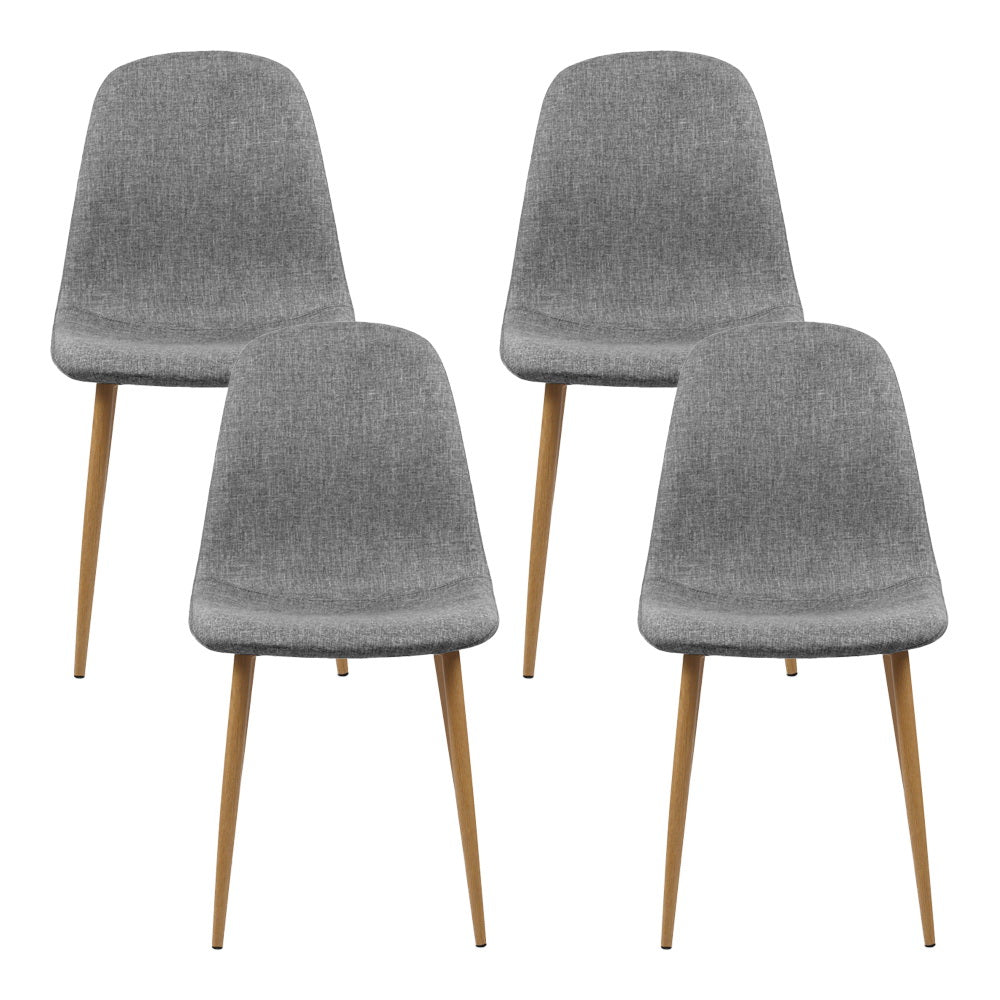 Artiss Dining Chairs Set of 4 Linen Curved Slope Grey MO-DIN-01-LI-GYX4