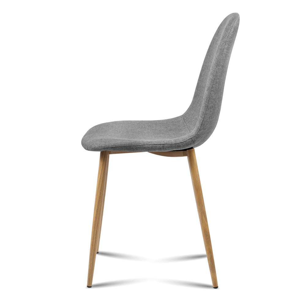 Artiss Dining Chairs Set of 4 Linen Curved Slope Grey MO-DIN-01-LI-GYX4