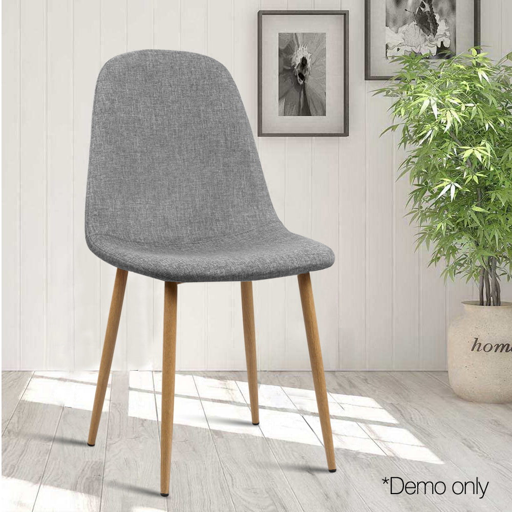 Artiss Dining Chairs Set of 4 Linen Curved Slope Grey MO-DIN-01-LI-GYX4