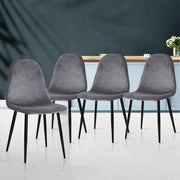 Artiss Dining Chairs Set of 4 Velvet Curved Slope Grey MO-DIN-01-VEL-GYX4