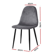 Artiss Dining Chairs Set of 4 Velvet Curved Slope Grey MO-DIN-01-VEL-GYX4