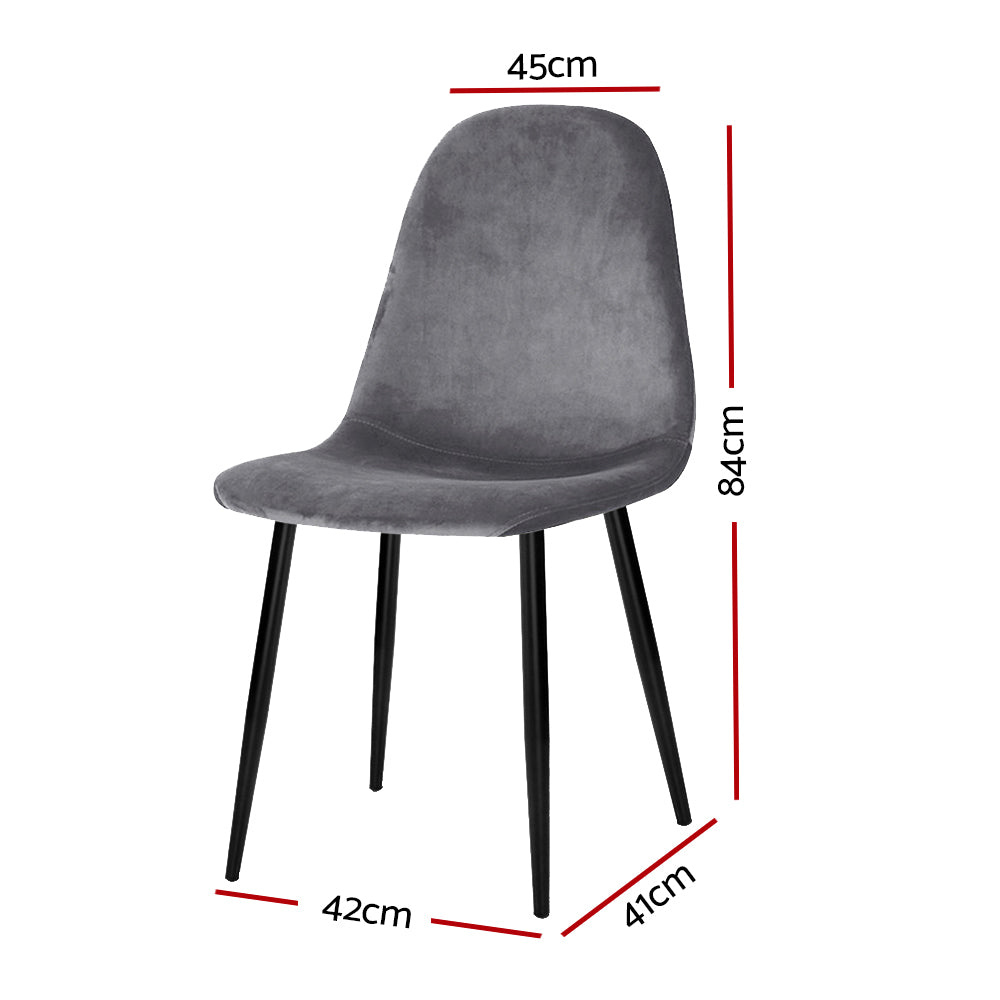 Artiss Dining Chairs Set of 4 Velvet Curved Slope Grey MO-DIN-01-VEL-GYX4