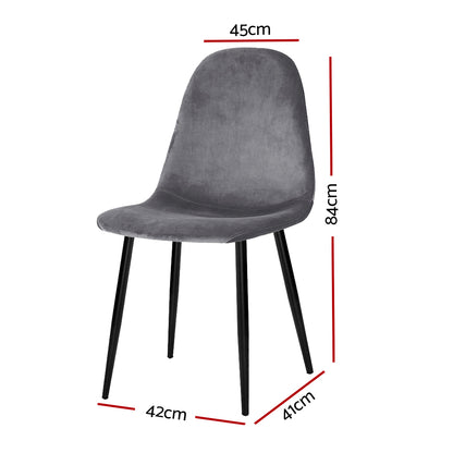Artiss Dining Chairs Set of 4 Velvet Curved Slope Grey MO-DIN-01-VEL-GYX4