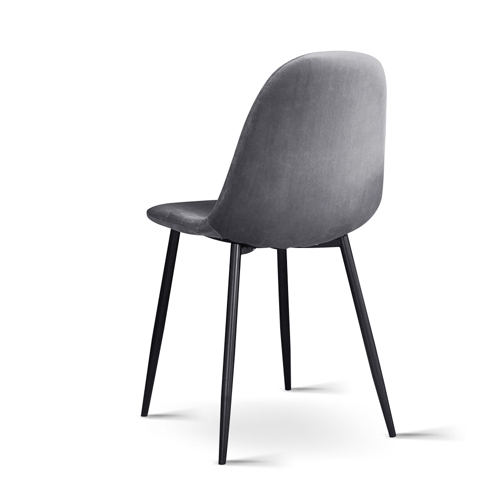 Artiss Dining Chairs Set of 4 Velvet Curved Slope Grey MO-DIN-01-VEL-GYX4
