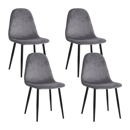 Artiss Dining Chairs Set of 4 Velvet Curved Slope Grey MO-DIN-01-VEL-GYX4