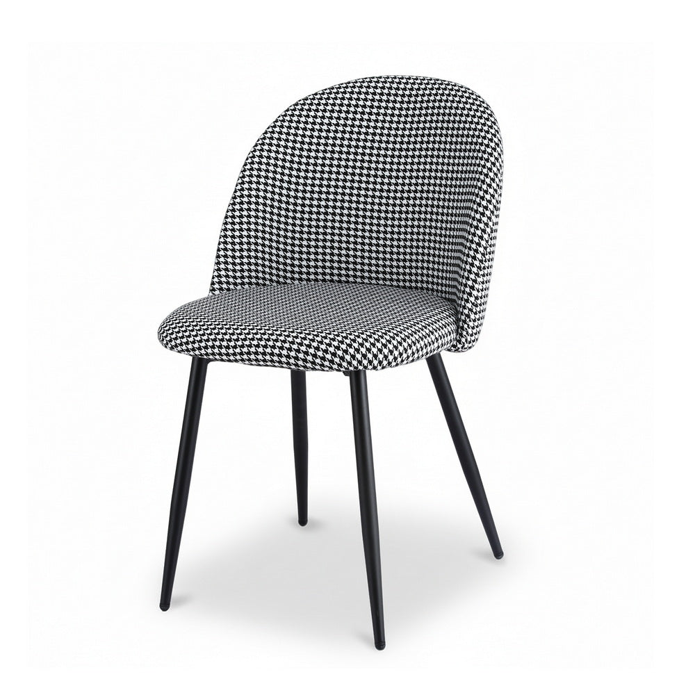 Artiss Dining Chairs Set of 2 Linen Solid Curved Houndstooth MO-DIN-02-LI-HSX2