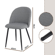 Artiss Dining Chairs Set of 2 Linen Solid Curved Houndstooth MO-DIN-02-LI-HSX2