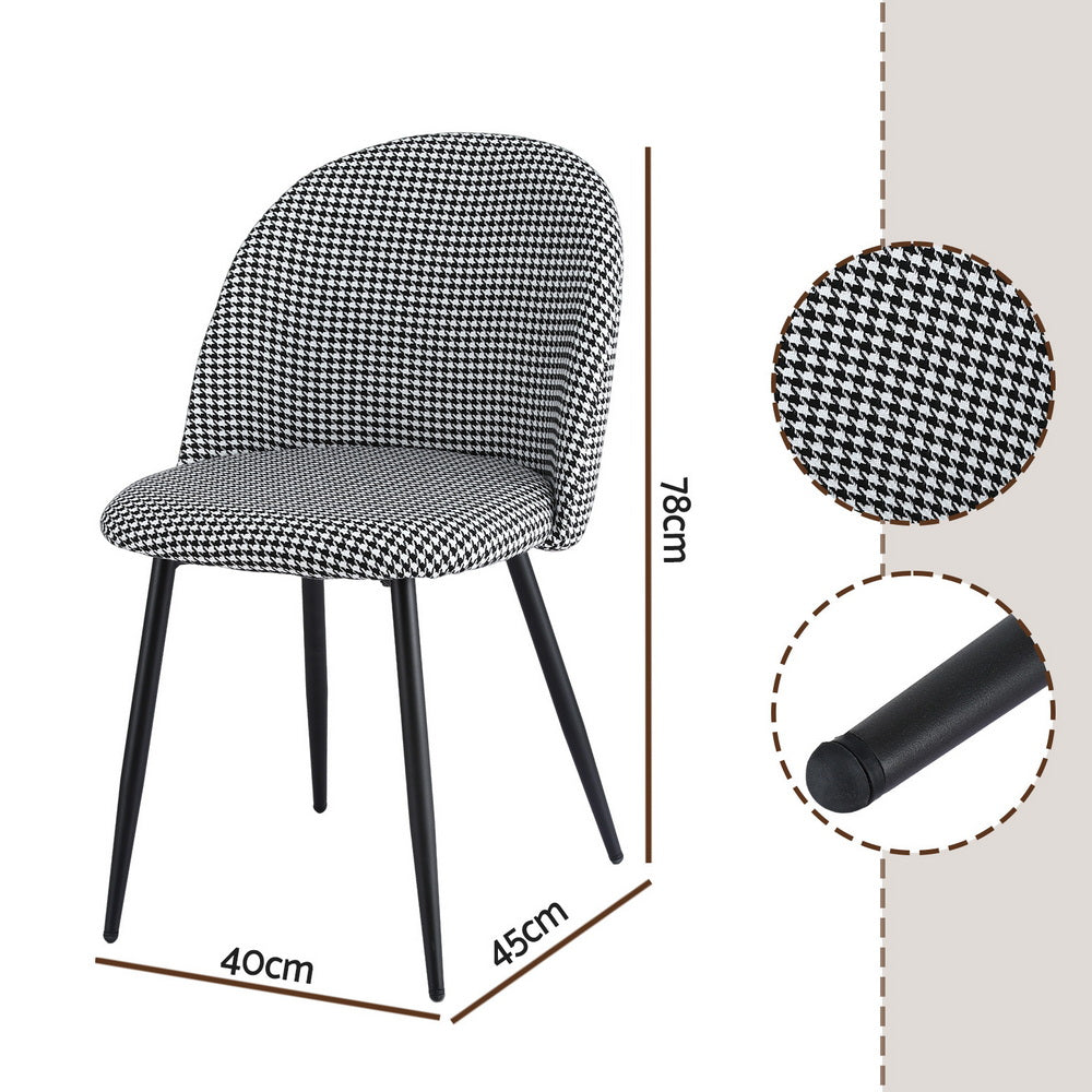 Artiss Dining Chairs Set of 2 Linen Solid Curved Houndstooth MO-DIN-02-LI-HSX2
